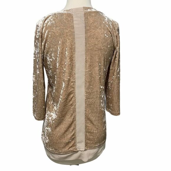Journey Five Crushed Velvet‎ Illusion Layer Long Sleeve Top Blush Pink Large - Picture 3 of 8